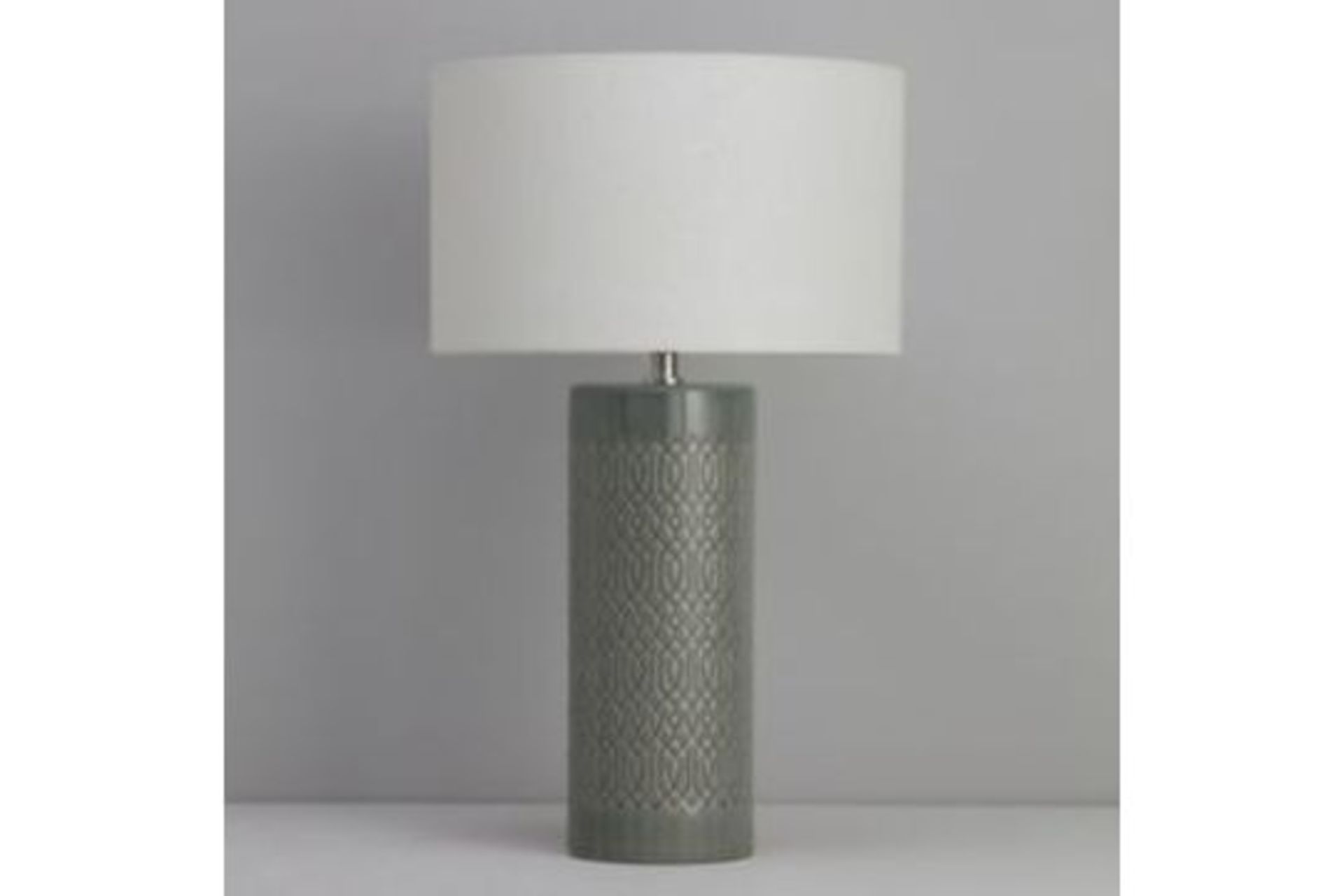 Inlight Dactyl Embossed Grey Cylinder Table Light - ER52