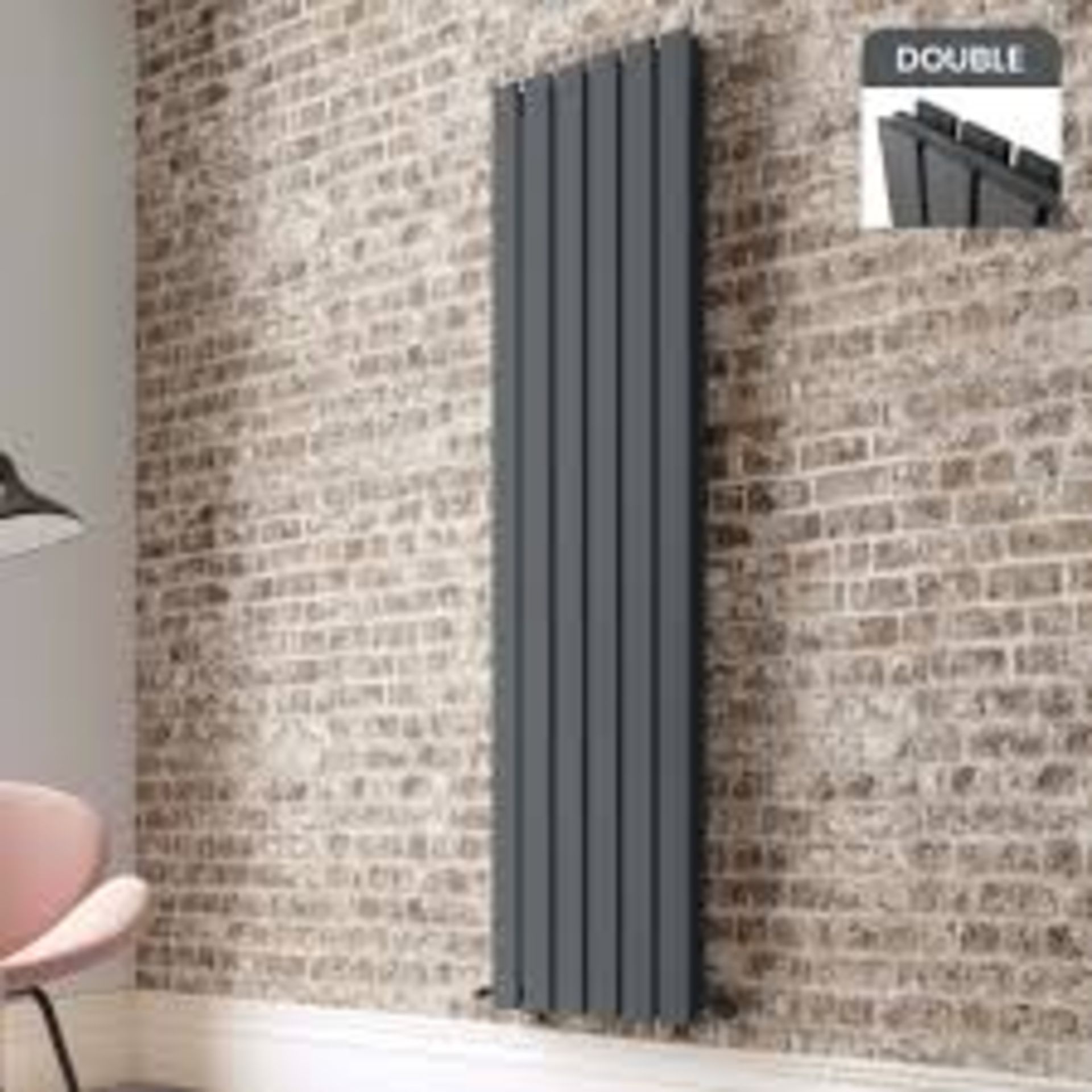 Faro Anthracite Wall Hung Flat Panel Vertical Radiator. - ER48