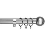 Metal Curtain Pole Set Extendable 40cm to 218cm Chrome Ball 25mm Curtain Rail - ER51