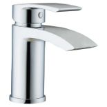 RAK Curve Polished Chrome Modern Basin Cloakroom Sink Mixer Tap Solid Brass - ER51