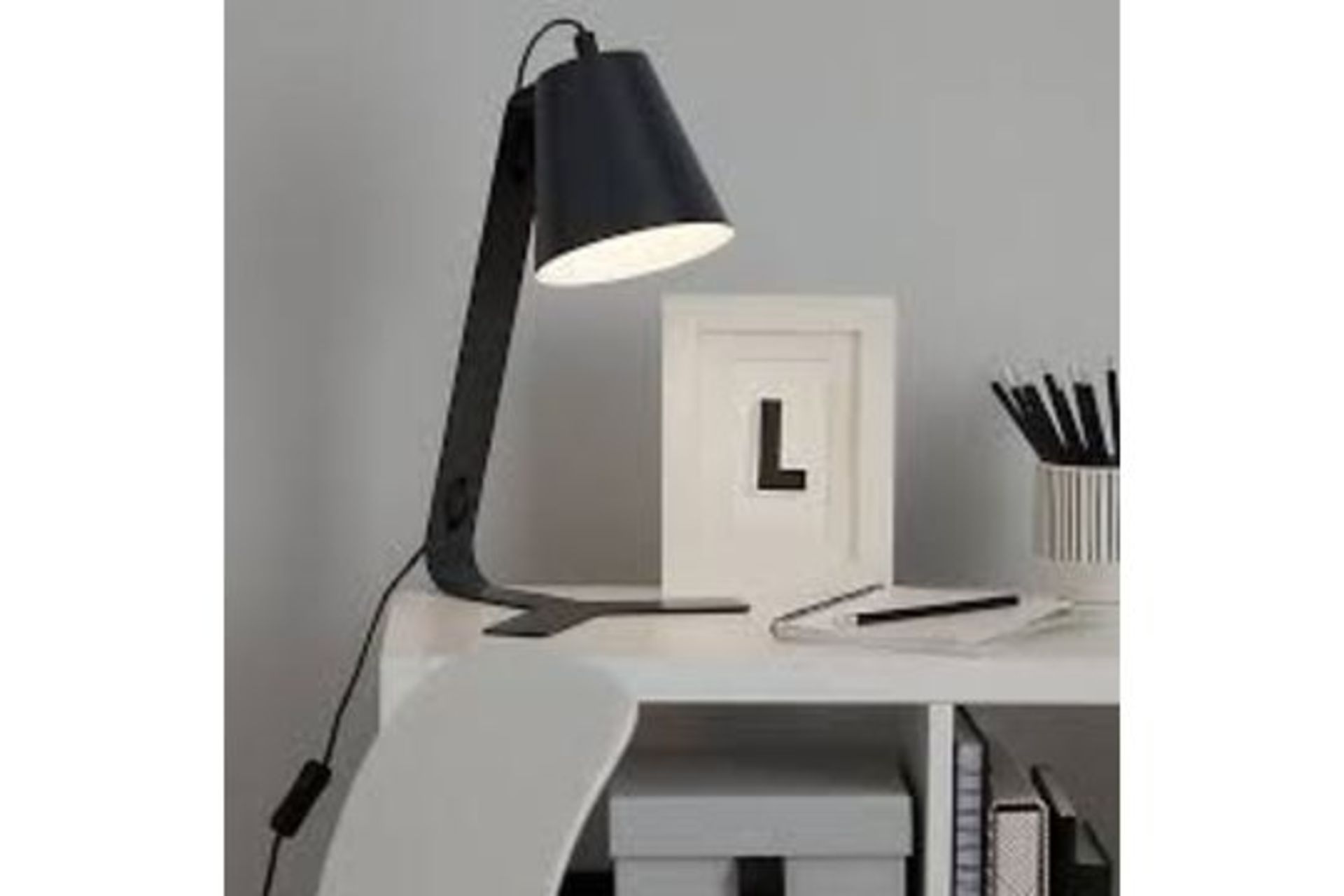 GoodHome Bangoran Matt Dark grey Table light. - ER52