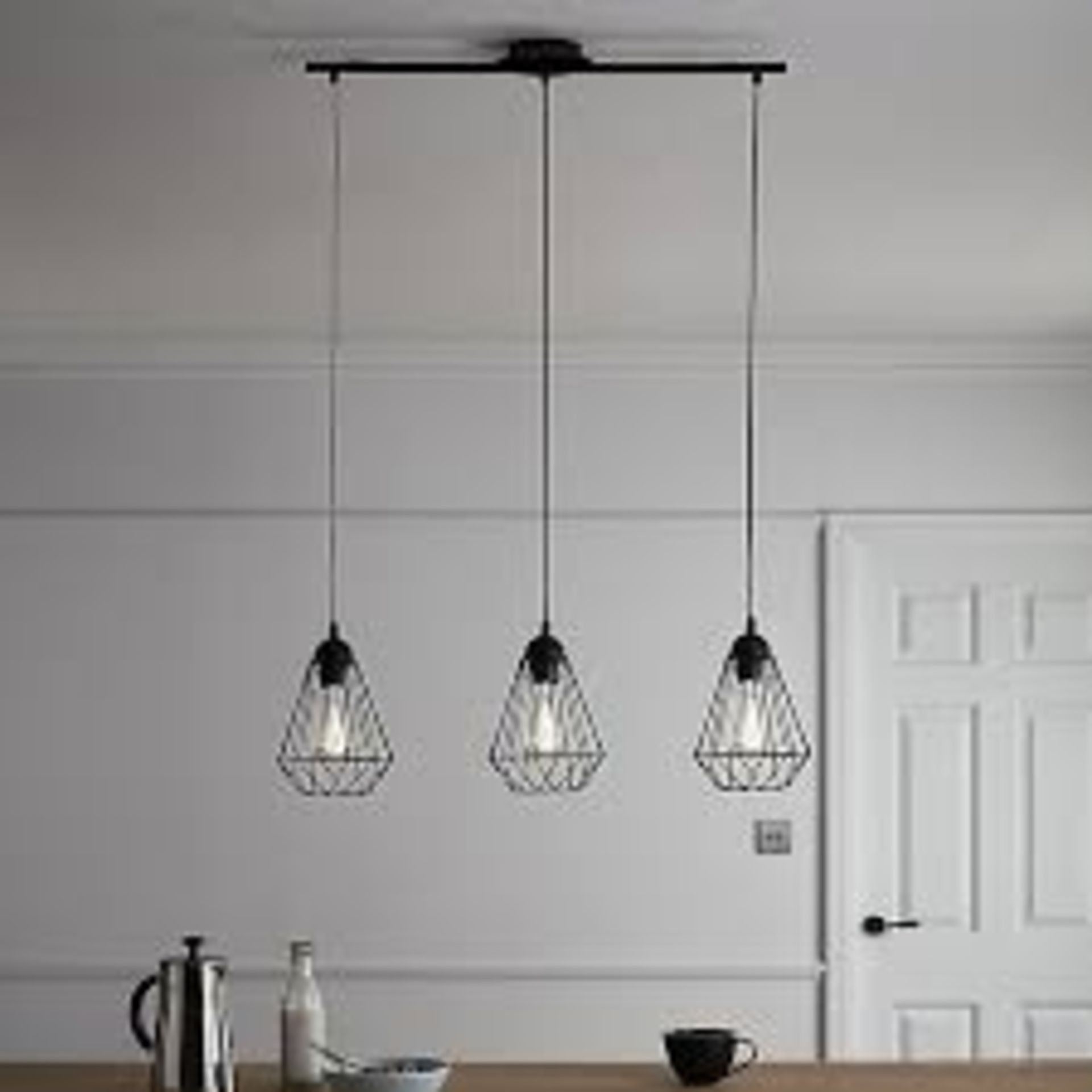 Goodhome Smertrio Matt Black 3 Lamp Pendant ceiling light, (Dia)790mm. - ER50.