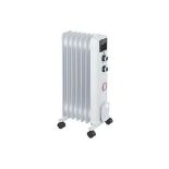 FREESTANDING 7-FIN OIL-FILLED RADIATOR WITH TIMER 1500W. - ER52. Oil-filled radiator with wheels for