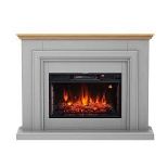 Focal Point Horsham Oak & grey Freestanding Electric Fire suite. - ER48. RRP £540.00.