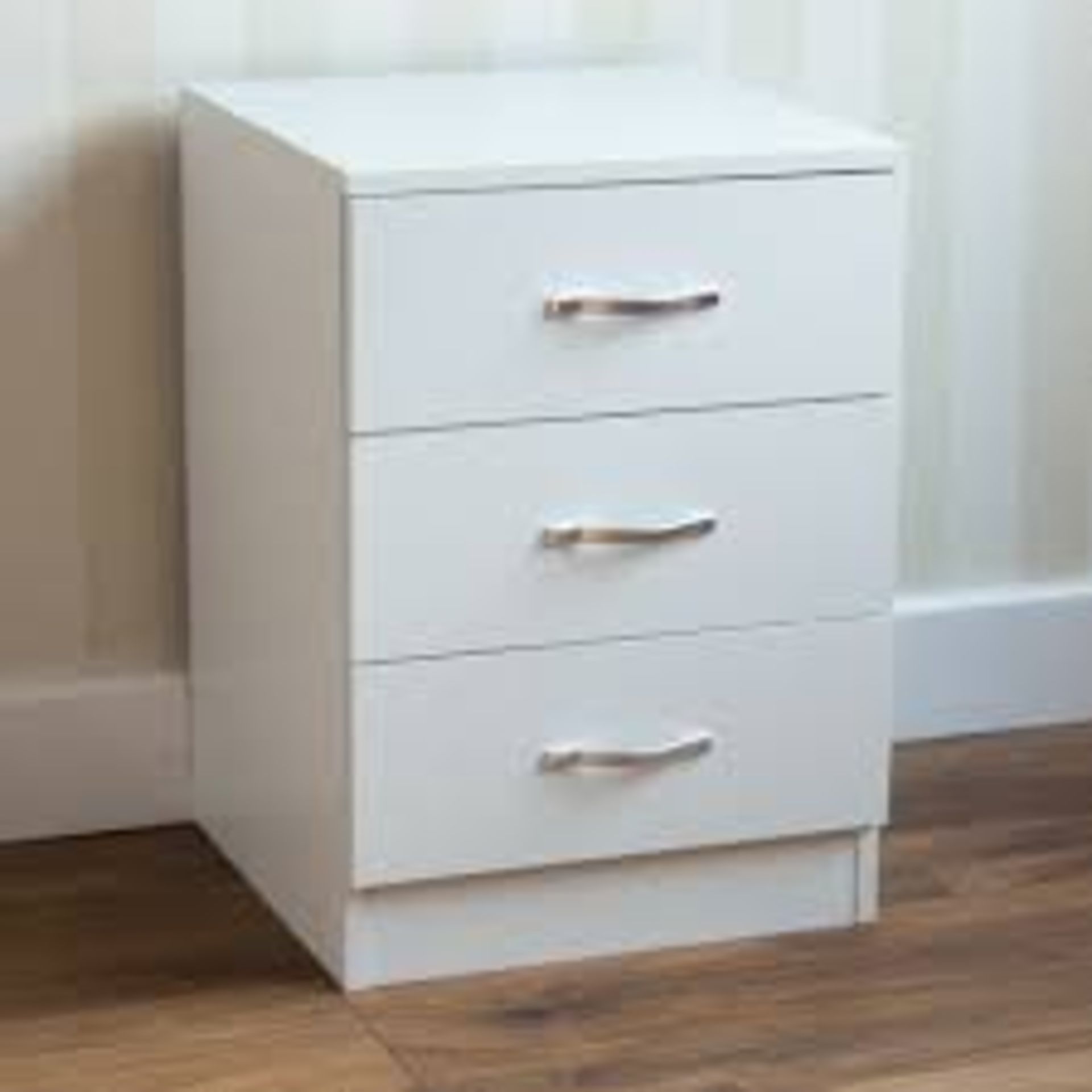 Riano White 3 Drawer Bedside - ER51.