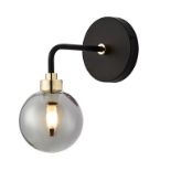 First Choice Lighting Victor Black Brass Smoked Glass Wall Light - ER51