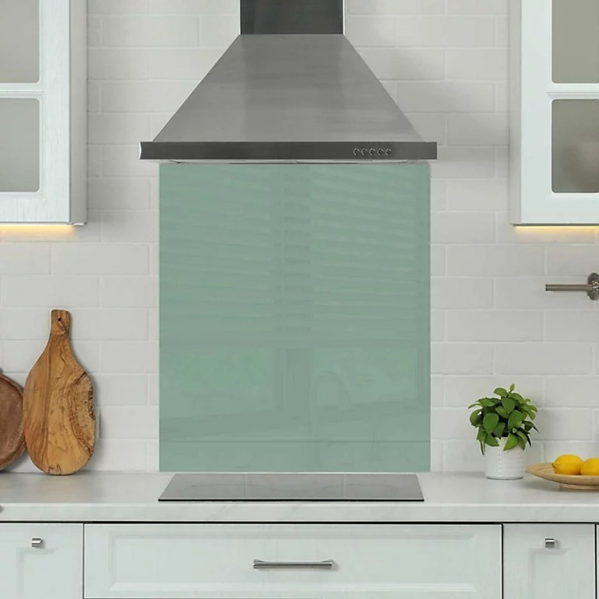 Premium 70cm x 75cm 6mm Glass Green Kitchen Splashback Toughened Polished Edges - ER51