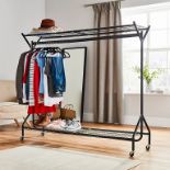 House of Home Heavy Duty Metal Clothes Rail on Wheels - 1 Tier Wardrobe - ER51