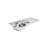 d2 x 1.5 BOWL STAINLESS STEEL KITCHEN SINK & DRAINER 1000MM X 500MM. - ER52