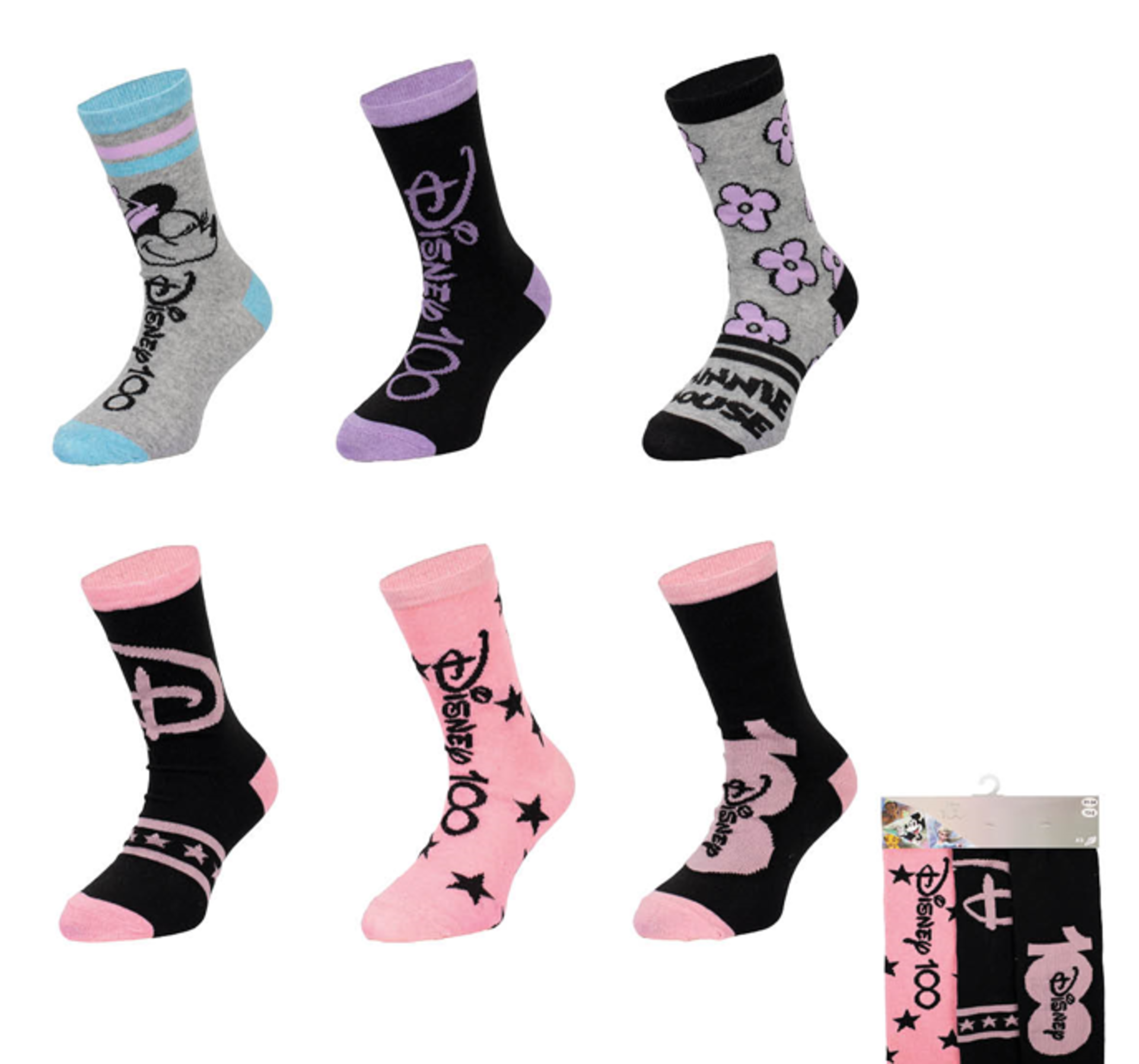 56 x New & Packaged Official Licenced Disney Minnie Mouse Pack of 3 Mixed Socks. Various sized and - Bild 2 aus 2
