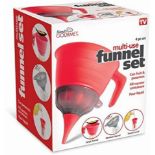 20 X BRAND NEW 3 IN 1 SMALL, MEDIUM, LARGE KITCHEN FUNNEL SET AND HANDLE FOOD LIQUID HANDY GOURMET