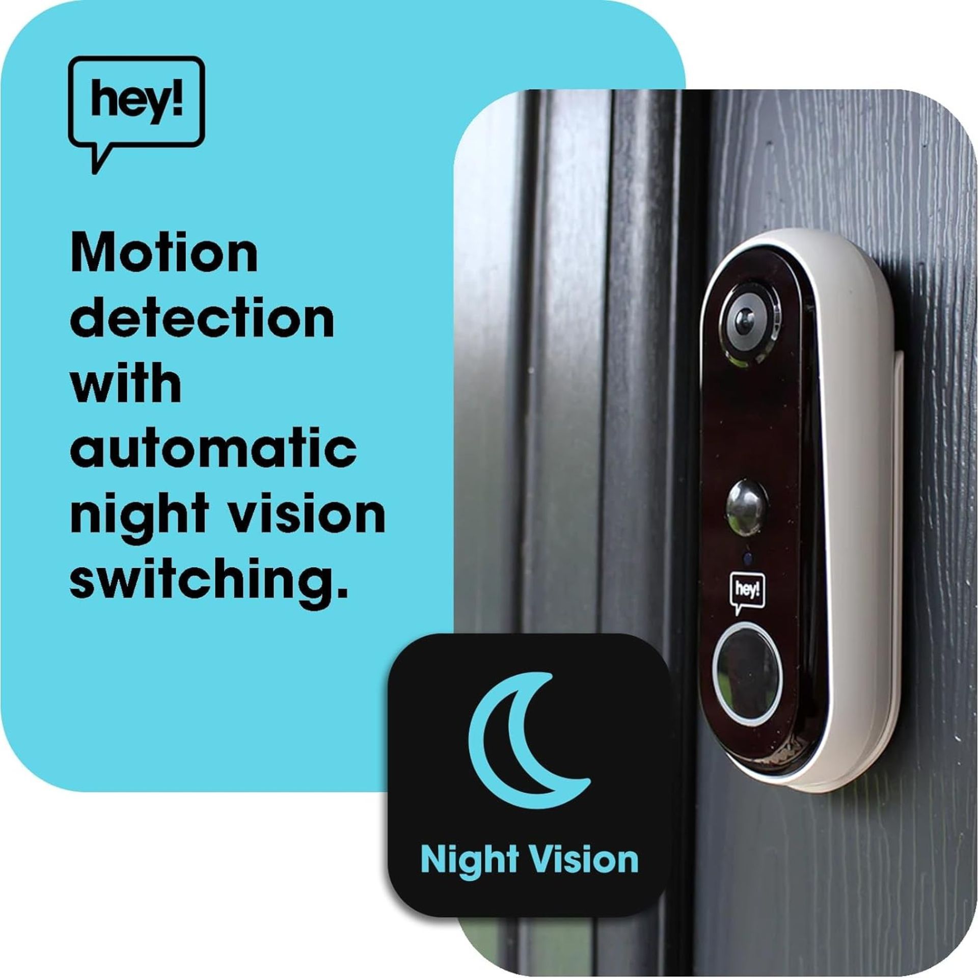 NEW & BOXED HEY! SMART Wireless Video Doorbell. RRP £79.99 EACH. Wifi Doorbell Security Camera - Bild 3 aus 6
