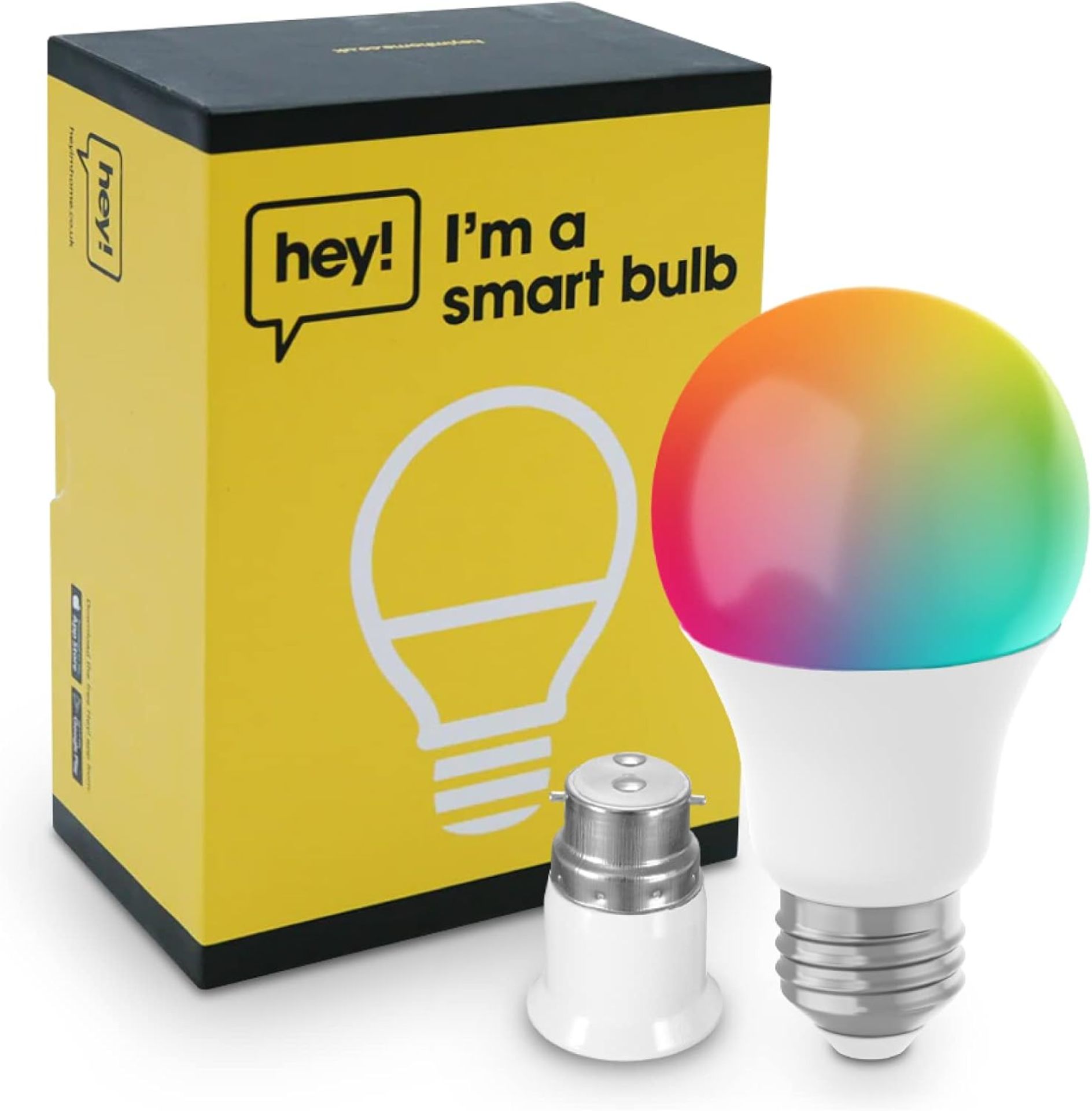 20x NEW & BOXED HEY! SMART Dimmable Colour Changing LED E27 Smart Bulb with B22 Bayonet Adapter. RRP