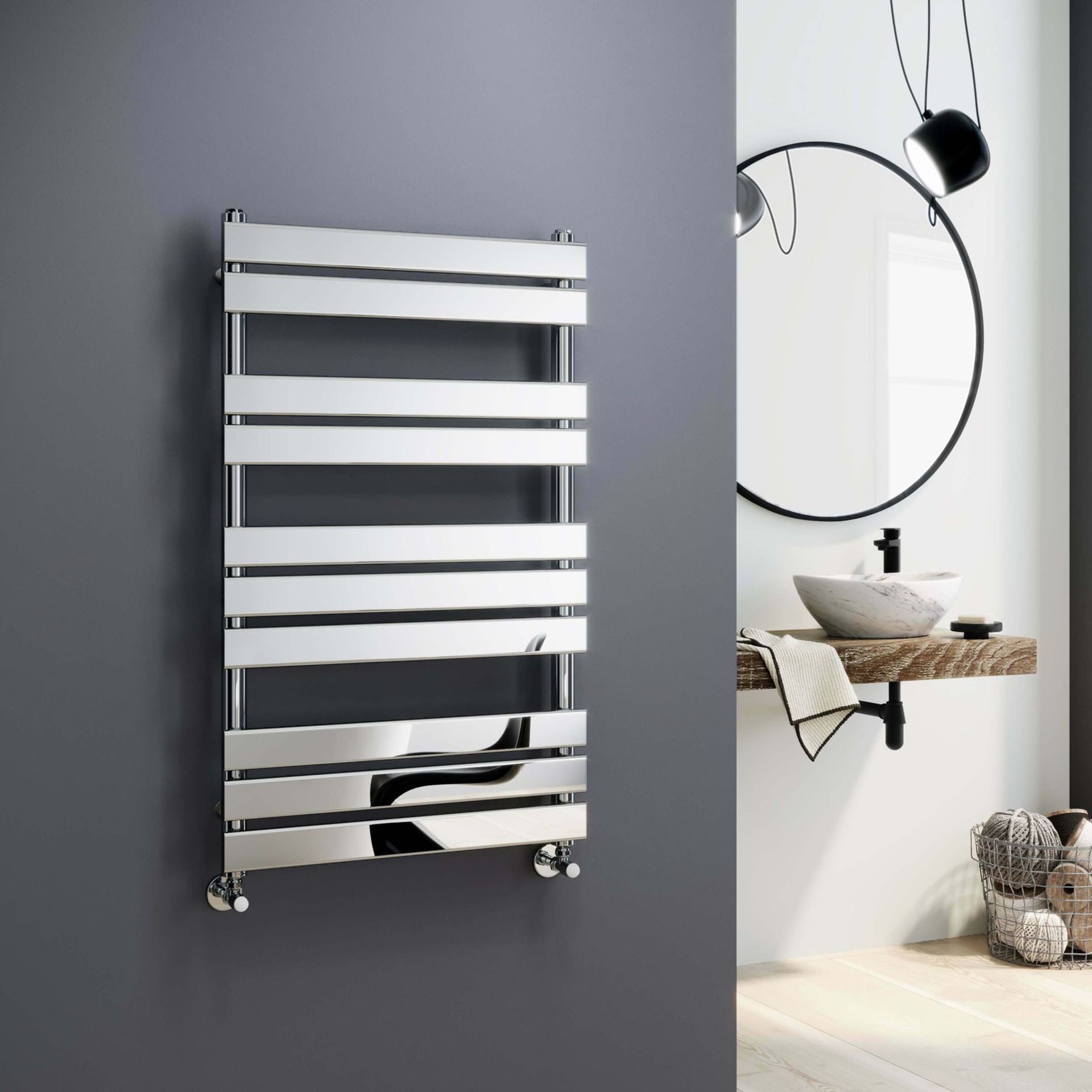 Santorini Chrome Flat Panel Heated Towel Rail - ER42