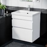 Hardie 600mm 2 Drawer White Wall Hung Vanity Cabinet - ER44