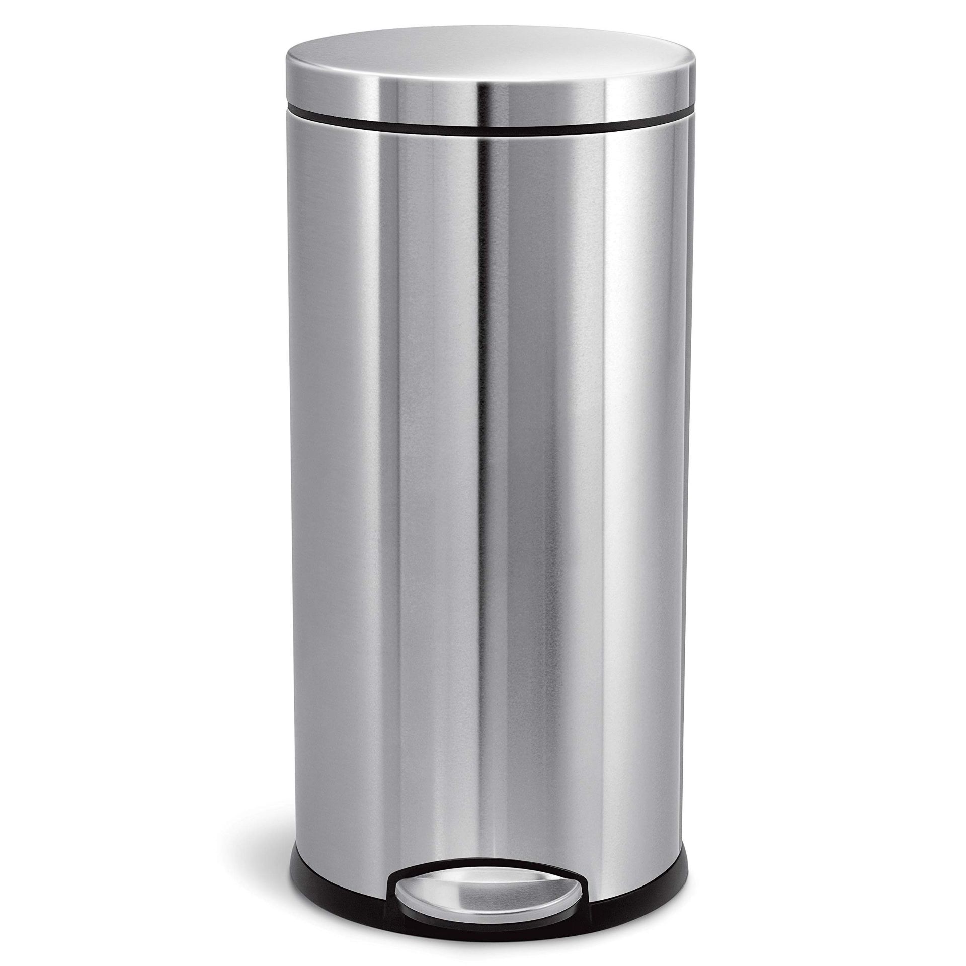 simplehuman Round Pedal Bin, 30L, Brushed Stainless Steel - ER45