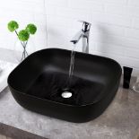 Black Ceramic Sink with Matte Black Finish for Bathroom - ER41