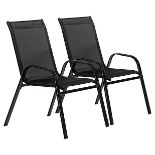 Harbour Housewares - Texteline Canvas Garden Chairs - Black - Pack of 2 - ER41
