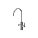 GoodHome Zanthe Stainless Steel Effect Kitchen Twin Lever Tap - ER45