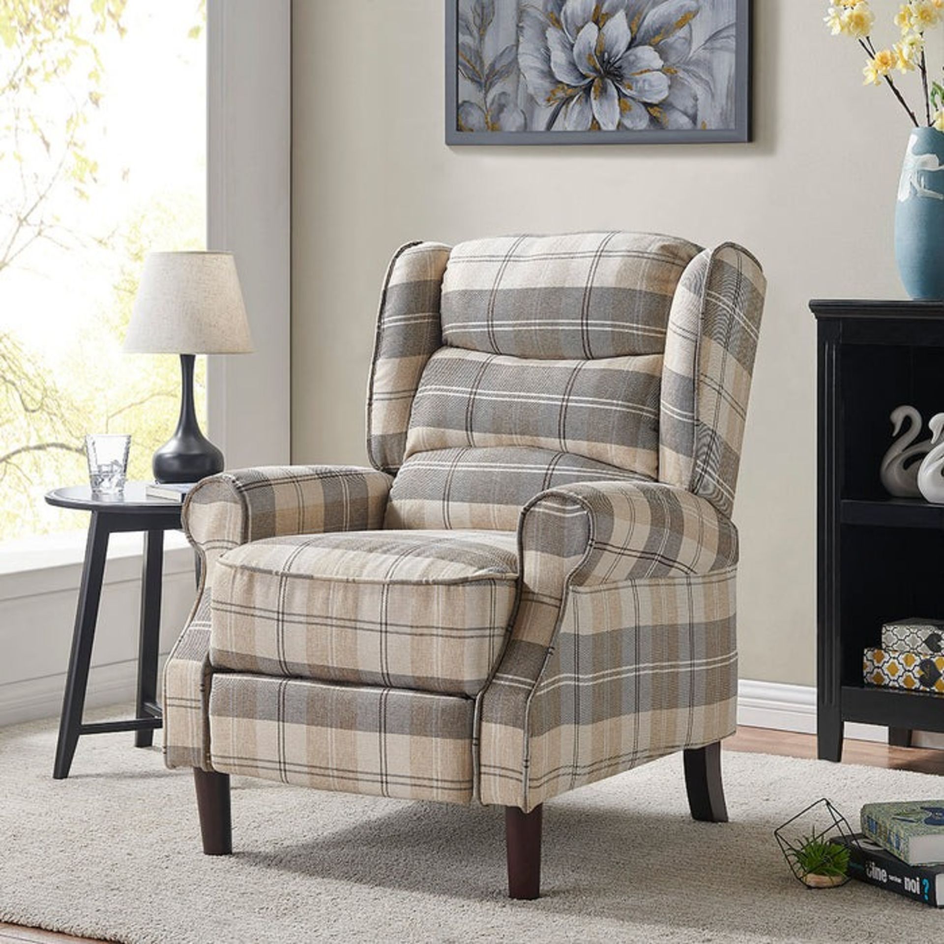 Nairn Tartan Recliner - Beige - ER42 *Design May Vary