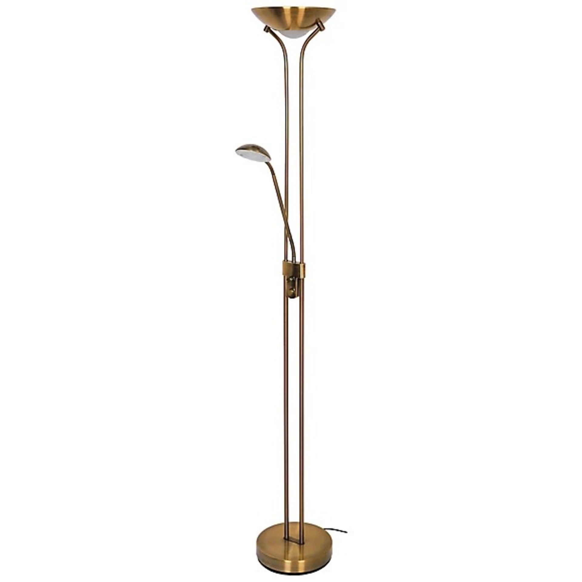 GoodHome Pulmoz Satin Antique Brass Effect Mother & Child Lamp Floor Light - ER44