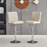 Ritz Taupe And White Faux Leather Bar Stools in Pair - ER42