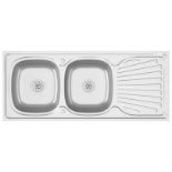 vidaXL Kitchen Sink with Double Sinks Silver - ER42