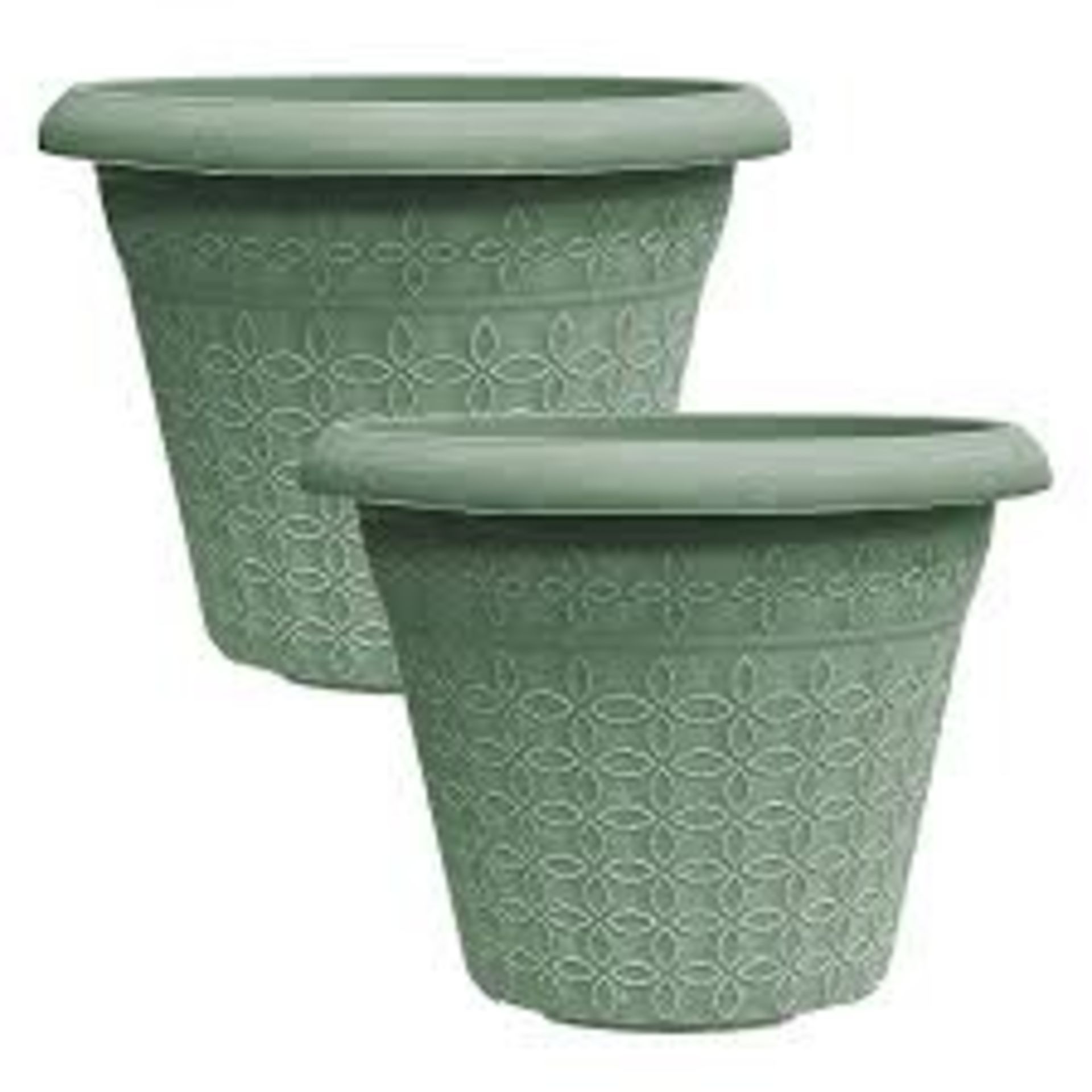 simpa 2PC Green Geometric Petals Plastic Plant Pots 34cm (Dia) - ER41