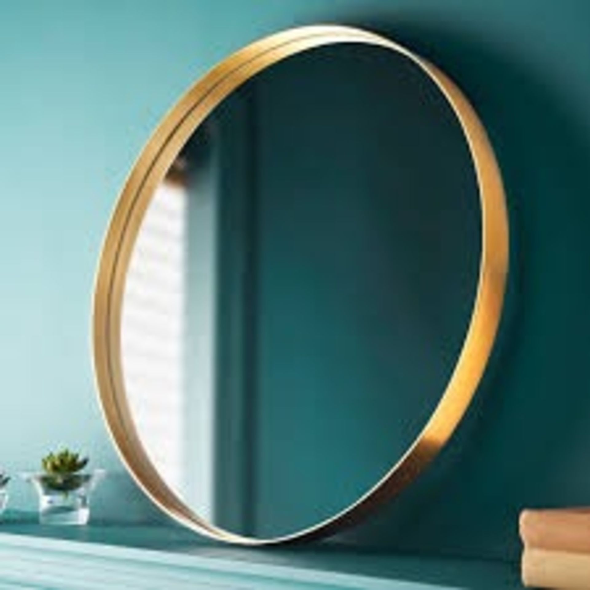 Round Gold Wall Mirror Aluminium Deep Frame - ER41 *Design May Vary