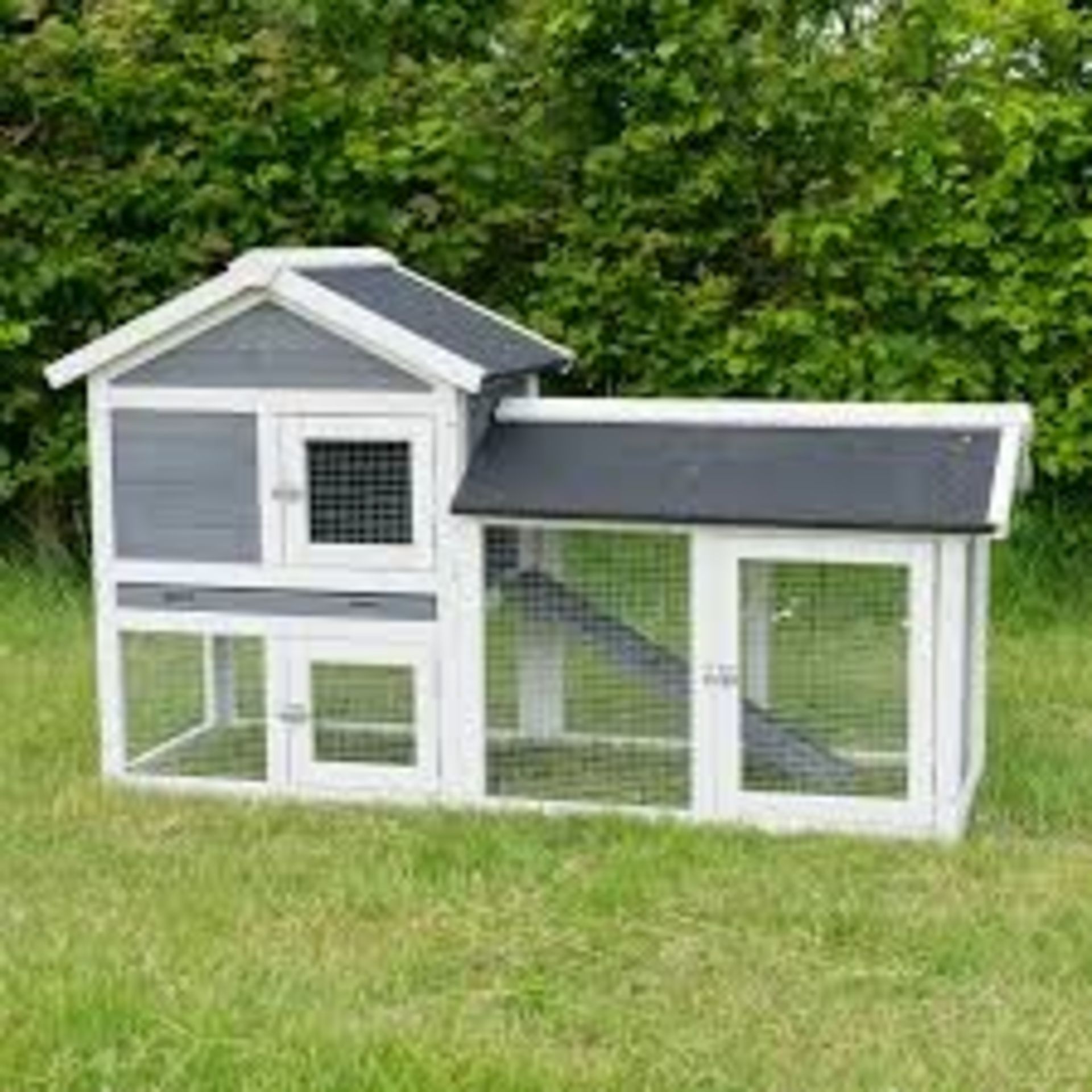 Savona 2 Tier Double Level Rabbit Guinea Pig Hutch With Large Run Enclosure Cage - ER41