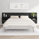 vidaXL Bed Headboard with Cabinets Black Engineered Wood - ER45