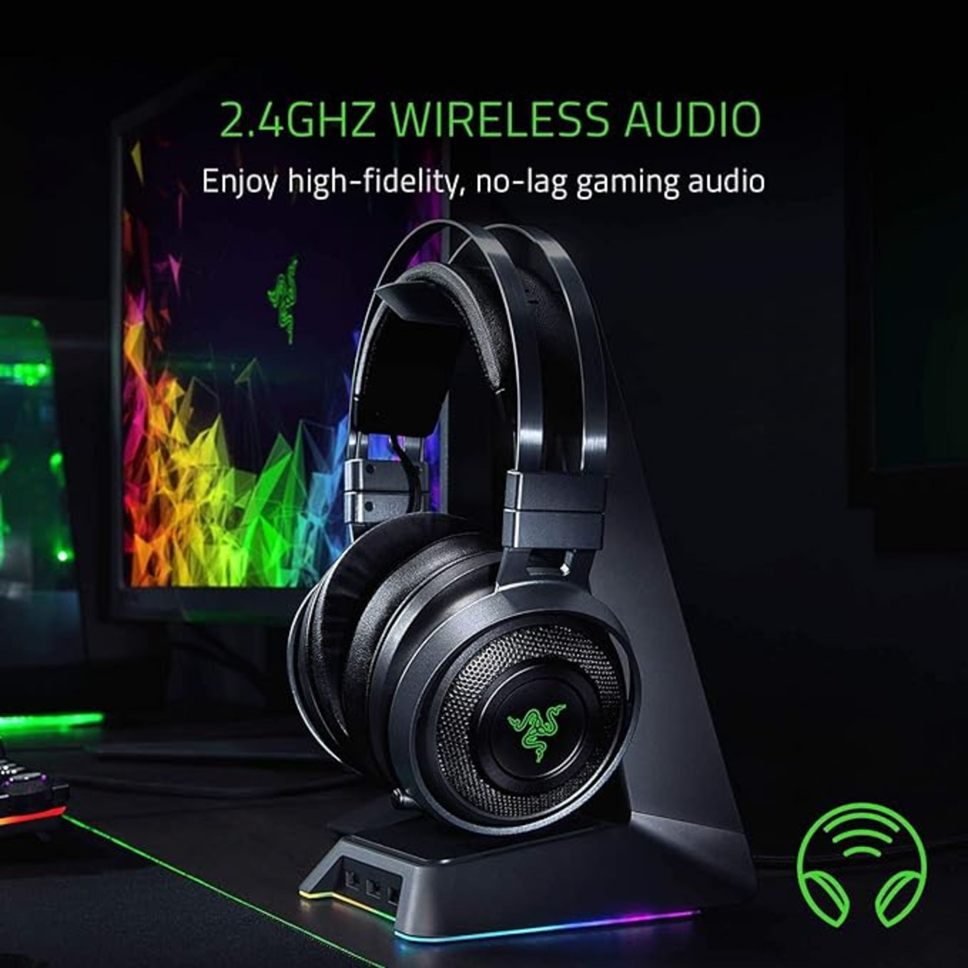 Razer Nari Ultimate Gaming Headset. - BW. RRP £179.99. HyperSense Technology to Feel the Action - Image 2 of 2