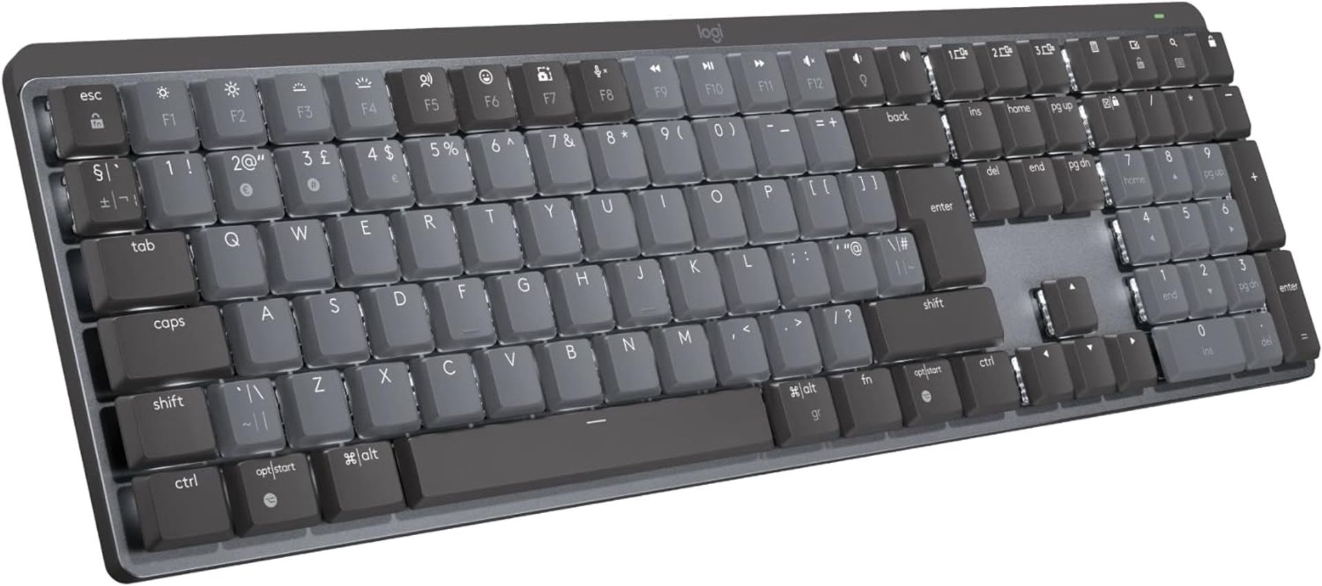 Logitech MX Mechanical Wireless Illuminated Performance Keyboard, Tactile Quiet Switches. - BW.