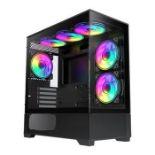 GameMax Vista Mini Black MicroATX PC Case with 6x Dual-Ring Infinity Fans. - BW. The GameMax Vista