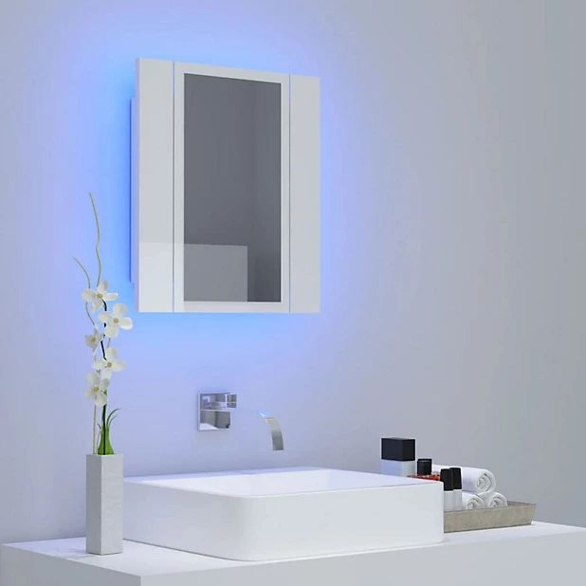 Berkfield Home - LED Bathroom Mirror Cabinet High Gloss White. - S2.