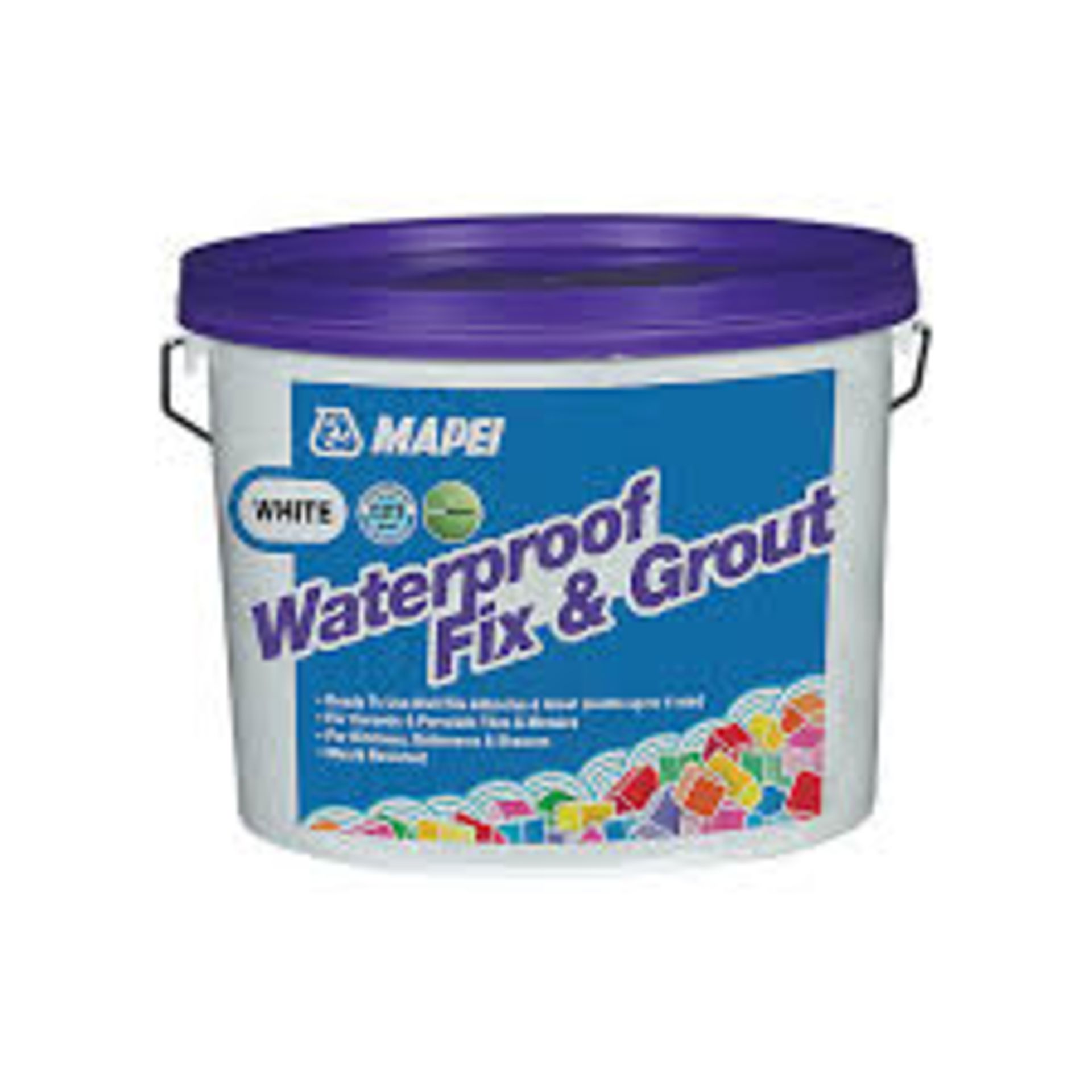 Mapei Waterproof Fix & Grout White 3.75Kg. - PW. Water based, mould-resistant adhesive and grout for