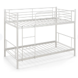 Metal Twin Over Twin Bunk Beds with Ladder and Full-length Guardrails-White. - R14.17