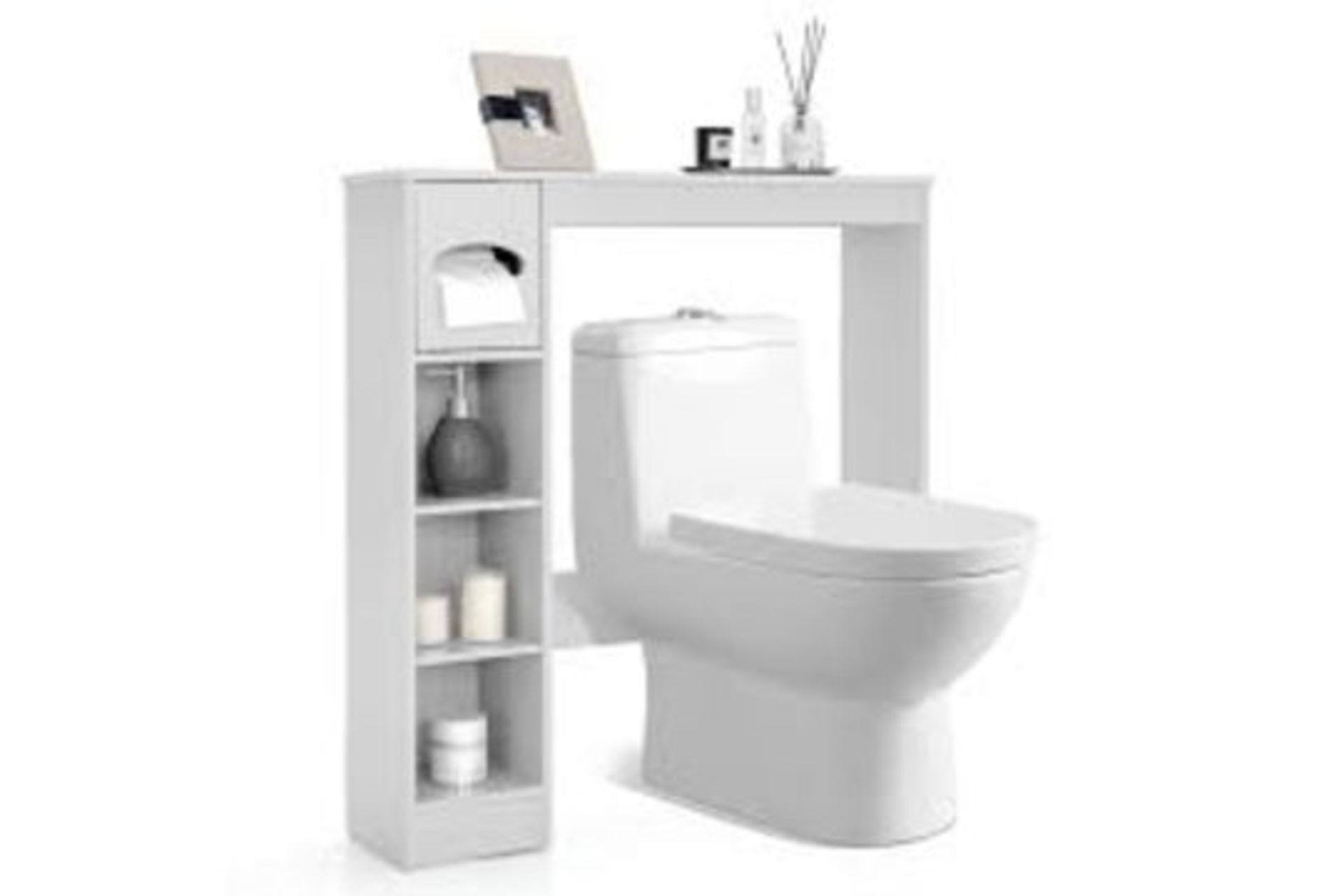 Freestanding Bathroom Space Saver with Toilet Paper Holder. - R14.14. Featuring a unique over-the-