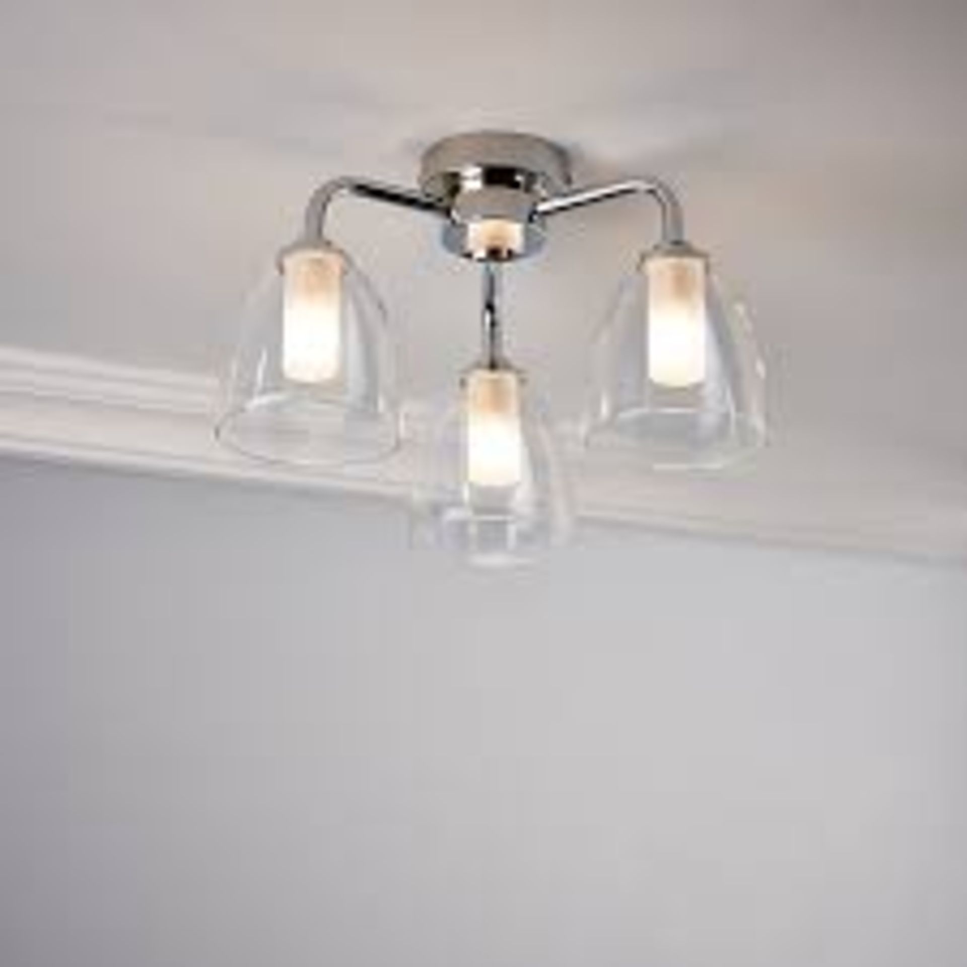 Carisi Ceiling Light 3 Way Bathroom Chrome Effect Bell Glass Shade. - S2.3.
