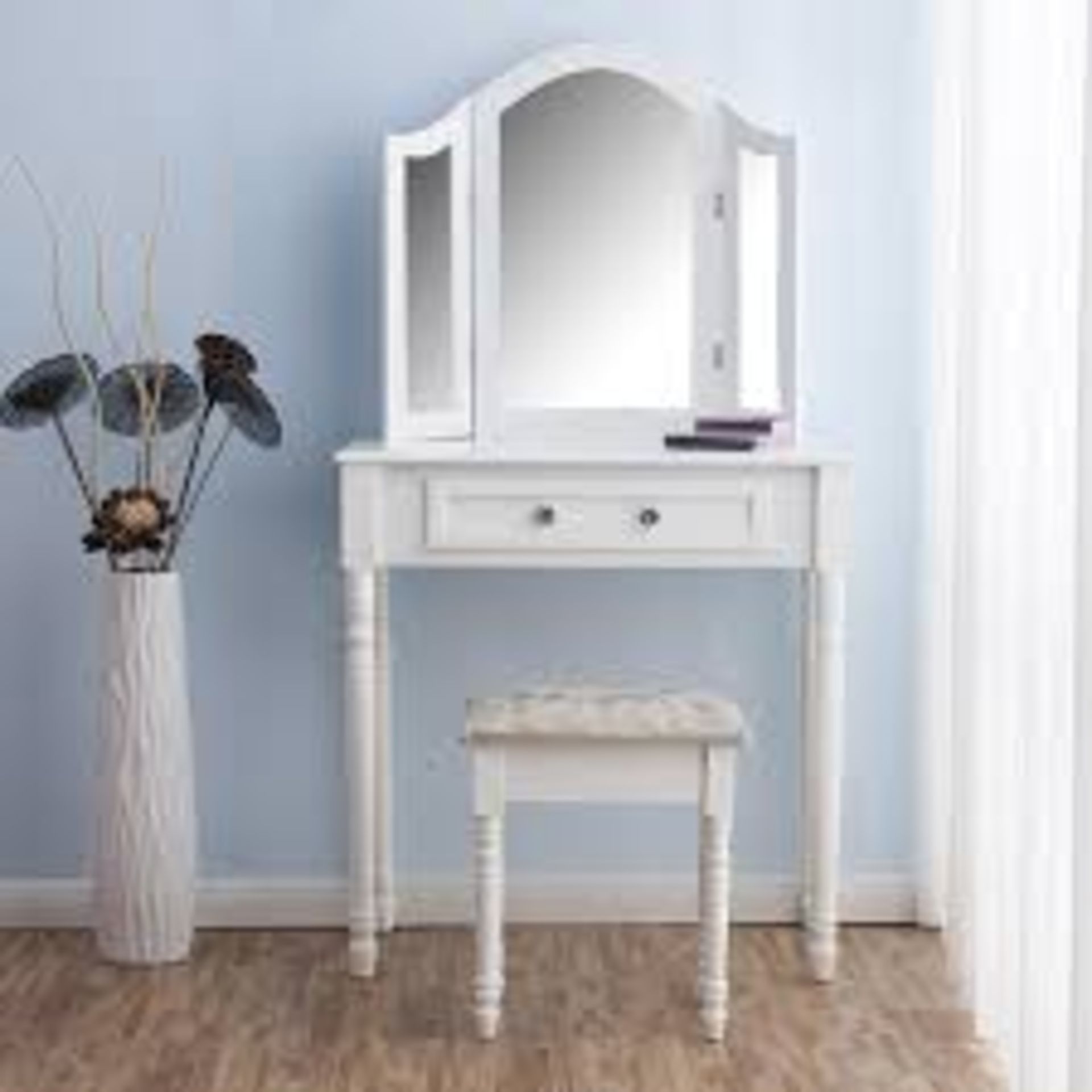 1-Drawer White Dressing Table Set - R14.13. *design may vary*