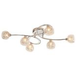 Colours Carmenta Loop Brushed Glass & metal Chrome effect 6. - S2.3. This 6 lamp ceiling light is