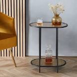 Oval Brass Finish Side Table. - S2BW.