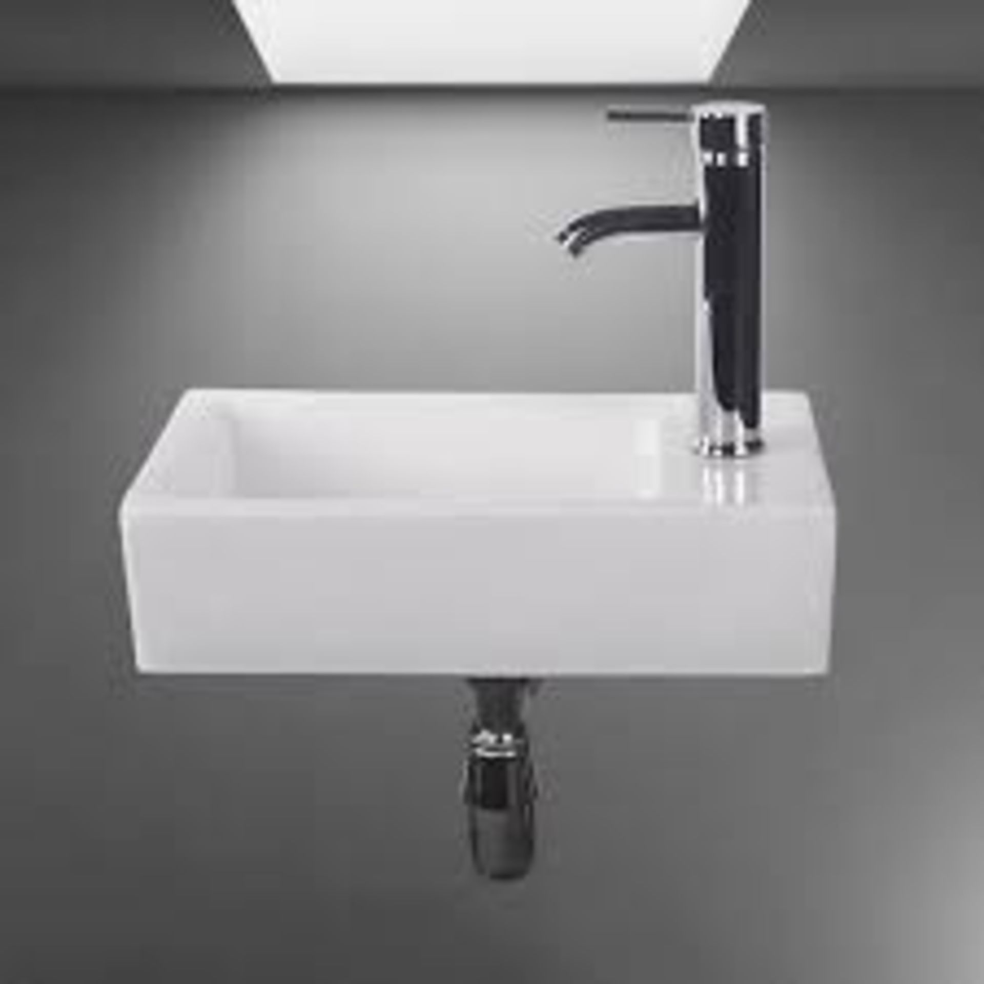 BELOFAY 10x41x21.5cm Tap on Right Rectangular Ceramic Sink. - PW.