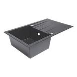 1 BOWL PLASTIC & RESIN KITCHEN SINK & DRAINER BLACK REVERSIBLE 800MM X 500MM. - PW.