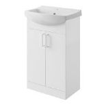 Veleka Gloss White Vanity Unit & Basin Set (W)550mm (H)900mm. -S2.7. Clean and simple with lots of
