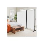 3-Panel Folding Room Divider With Wheels For Living Room Bedroom-White. - r14.14.
