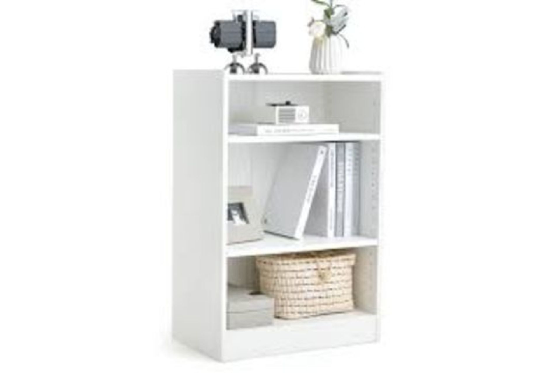 COSTWAY 3-Tier Cube Bookcase, Wooden Storage Bookshelf Open. - R14.16.