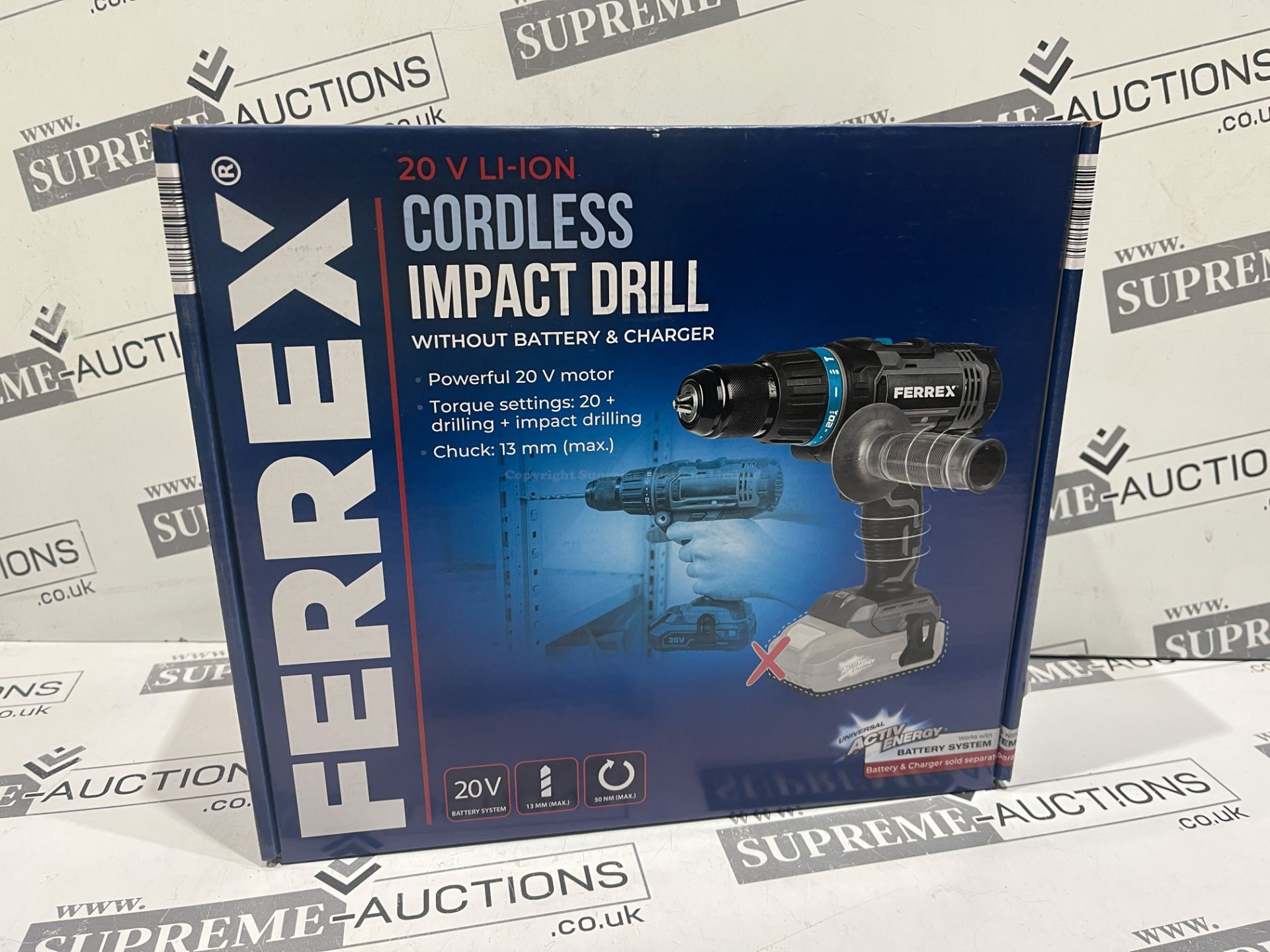 3 X BRAND NEW FERREX 20V LI-ION CORDLESS IMPACT DRILLS R11