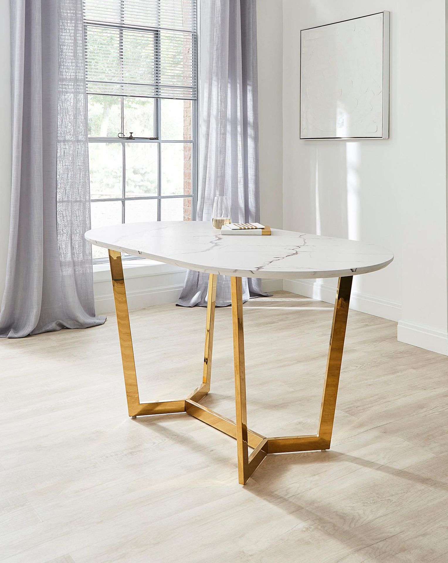 NEW & BOXED JOANNA HOPE Florence Oval Dining Table - MARBLE/GOLD. RRP £449. Part of the Joanna - Image 2 of 2