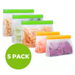 TRADE LOT TO CONTAIN 92x BRAND NEW Silicone Reusable Stand Bottom Design Zipper Food Bags - 5